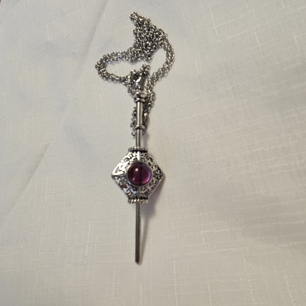 Witches pendant scrying necklace - with 2 in 1 separating wand.